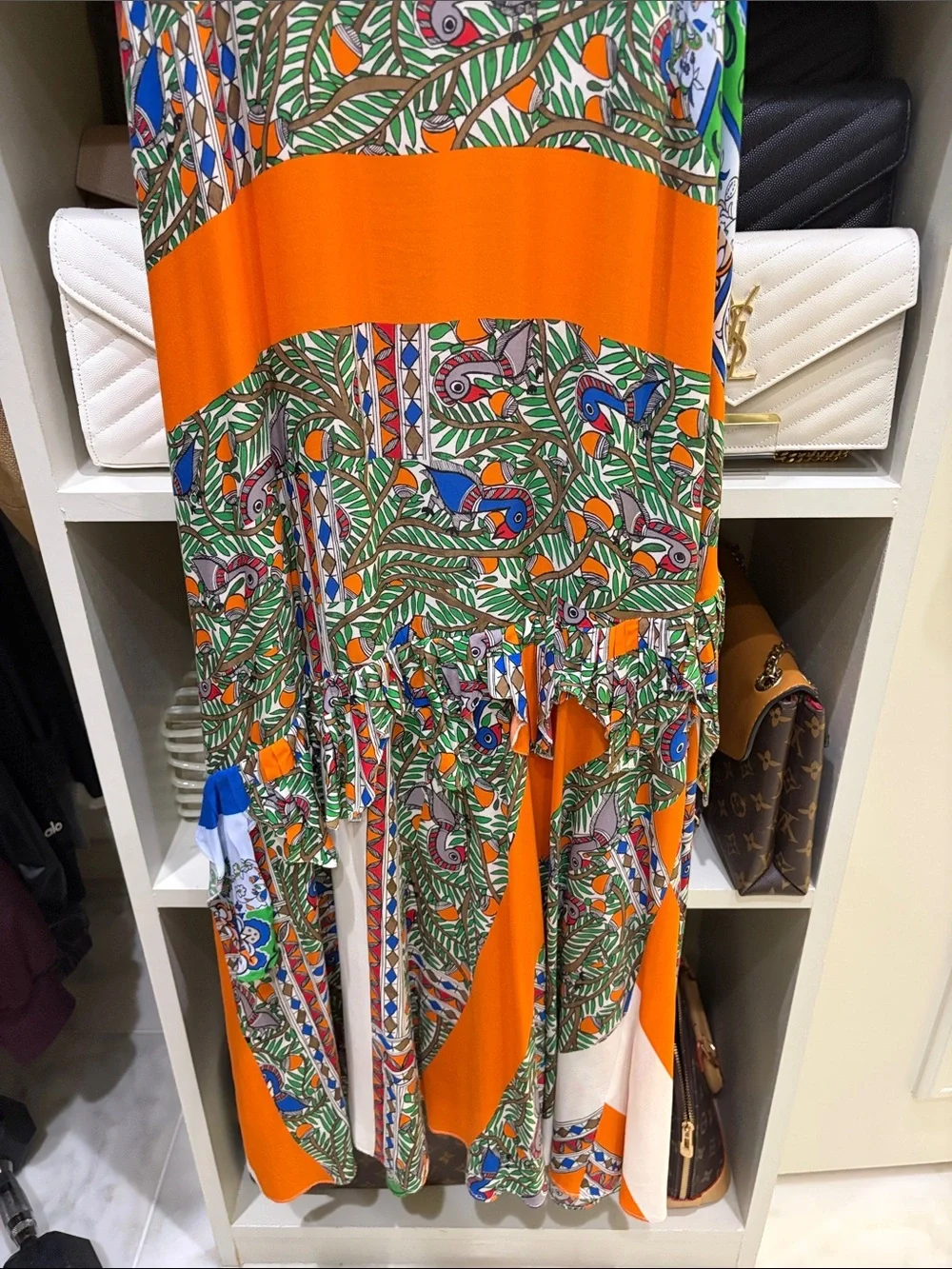 Tory Burch Grand Voyage Ruffled Patchwork Maxi Dress